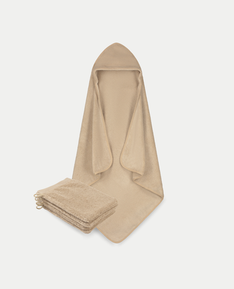 Baby Bath Cape Latte + Washcloths Latte Baby Bath Cape Latte + Washcloths Latte