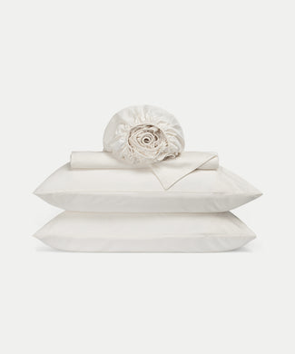 Duvet Cover Set & Fitted Sheet Egyptian Cotton Sateen | Cream Duvet Cover Set & Fitted Sheet Egyptian Cotton Sateen | Cream