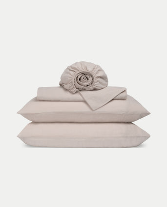 Duvet Cover Set & Fitted Sheet Washed Linen | Oat Duvet Cover Set & Fitted Sheet Washed Linen | Oat