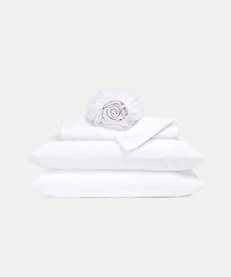 Duvet Cover Set & Fitted Sheet Washed Linen | White Duvet Cover Set & Fitted Sheet Washed Linen | White
