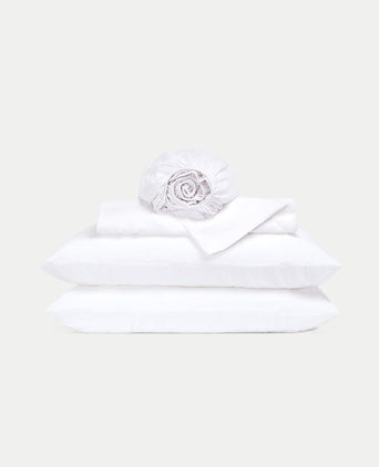 Duvet Cover Set & Fitted Sheet Washed Linen | White Duvet Cover Set & Fitted Sheet Washed Linen | White