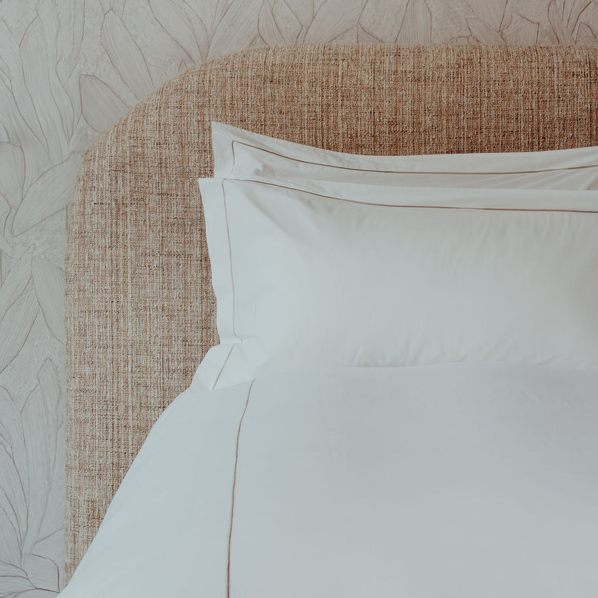 Duvet Cover Set & Fitted Sheet Egyptian Cotton Percale | Carmel White