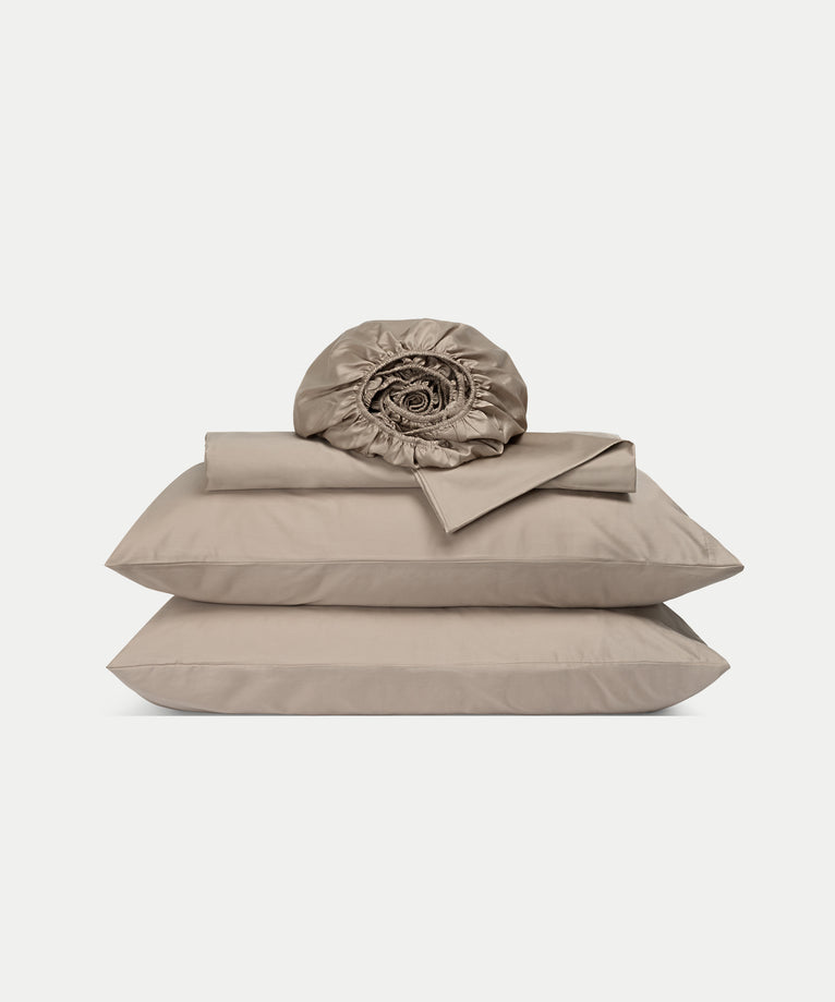 Duvet Cover Set & Fitted Sheet Egyptian Cotton Sateen | Champagne
