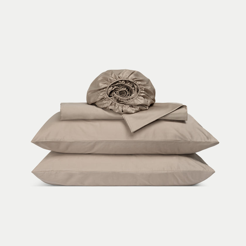Duvet Cover Set & Fitted Sheet Egyptian Cotton Sateen | Champagne
