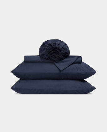 Duvet Cover Set & Fitted Sheet Sateen | Harbour Blue Duvet Cover Set & Fitted Sheet Sateen | Harbour Blue