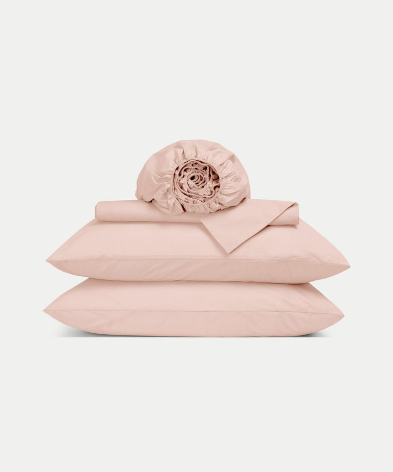 Duvet Cover Set & Fitted Sheet Percale | Blush Pink