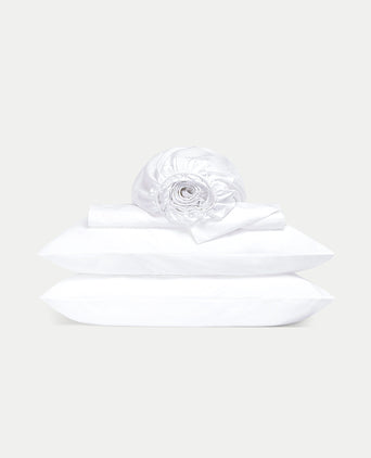 Duvet Cover Set & Fitted Sheet Sateen | White Duvet Cover Set & Fitted Sheet Sateen | White