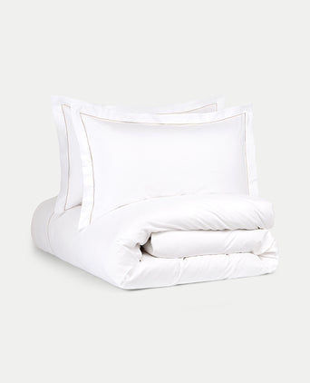 Duvet Cover Set & Fitted Sheet Egyptian Cotton Percale | Carmel White Duvet Cover Set & Fitted Sheet Egyptian Cotton Percale | Carmel White
