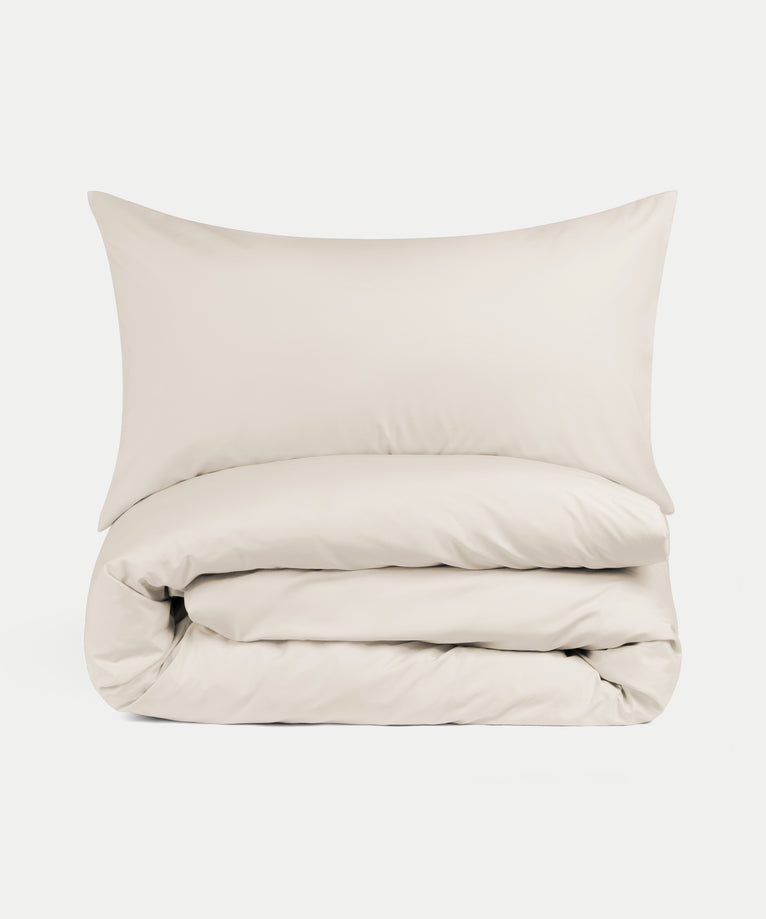 Duvet Cover Set & Fitted Sheet Percale | Chalk White