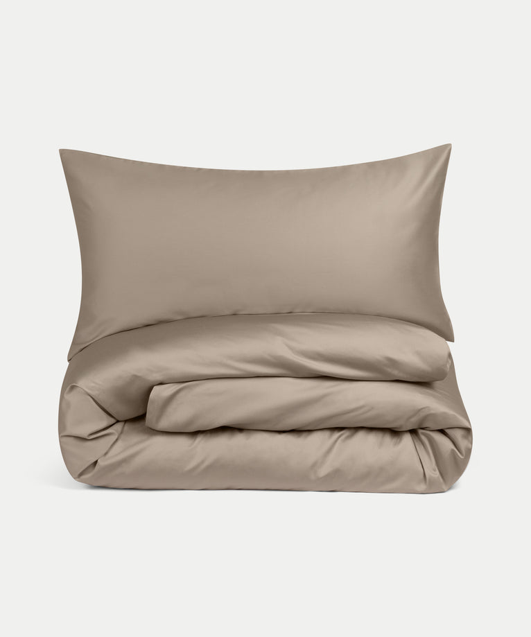 Duvet Cover Set & Fitted Sheet Egyptian Cotton Sateen | Champagne