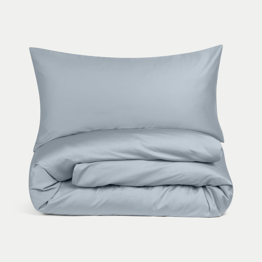 Duvet Cover Set Egyptian Cotton Sateen 400 TC | Misty Blue | Outlet