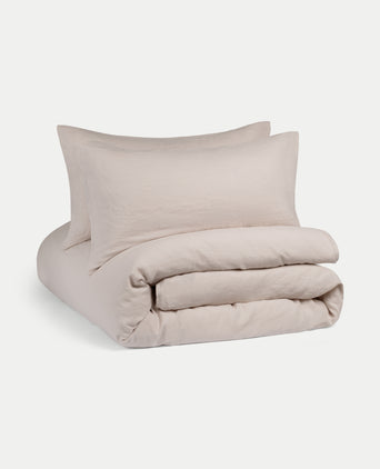 Duvet Cover Set & Fitted Sheet Washed Linen | Oat Duvet Cover Set & Fitted Sheet Washed Linen | Oat