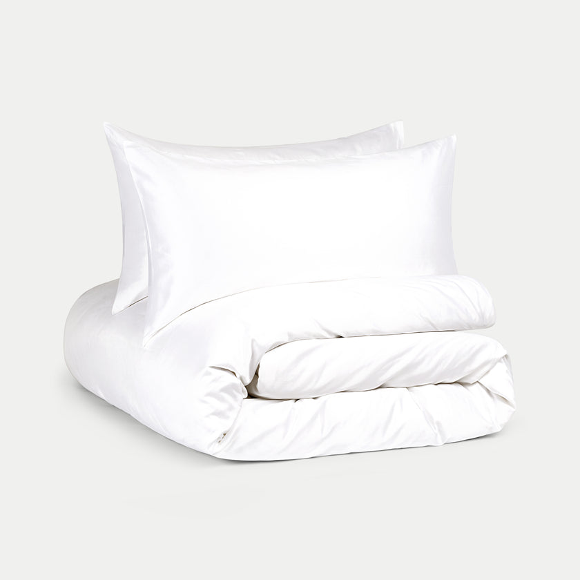 Okura Duvet Cover Set Egyptian Cotton 600TC Sateen | White