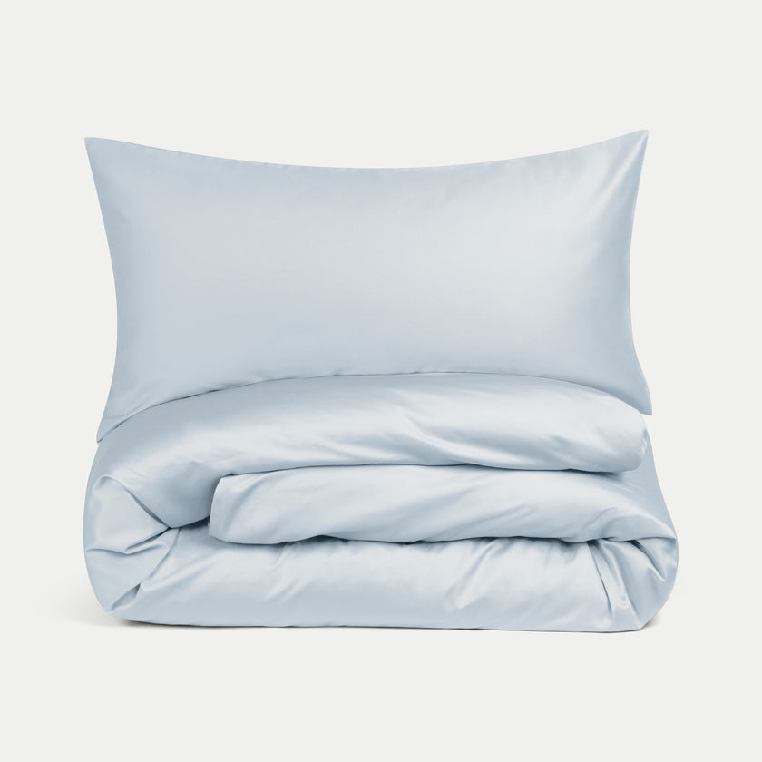 Duvet Cover Set Egyptian Cotton Sateen 400 TC | Pastel Blue