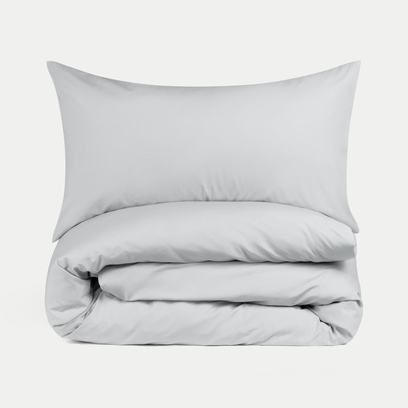 Duvet Cover Set Egyptian Cotton Percale 400 TC | Silver Grey