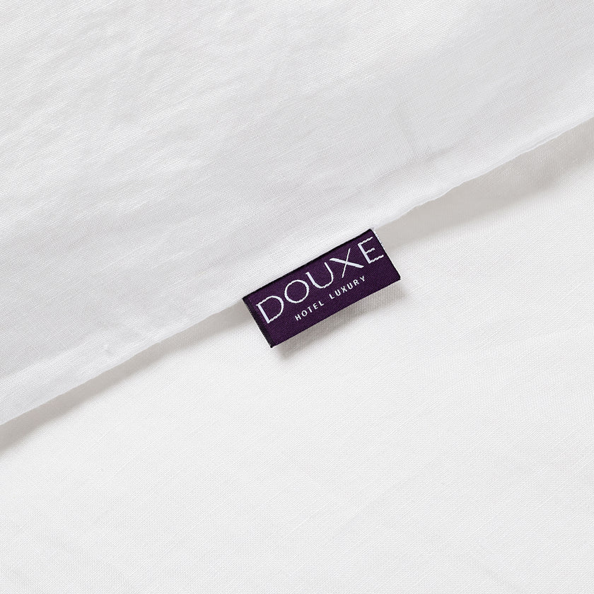 Duvet Cover Set & Fitted Sheet Washed Linen | White
