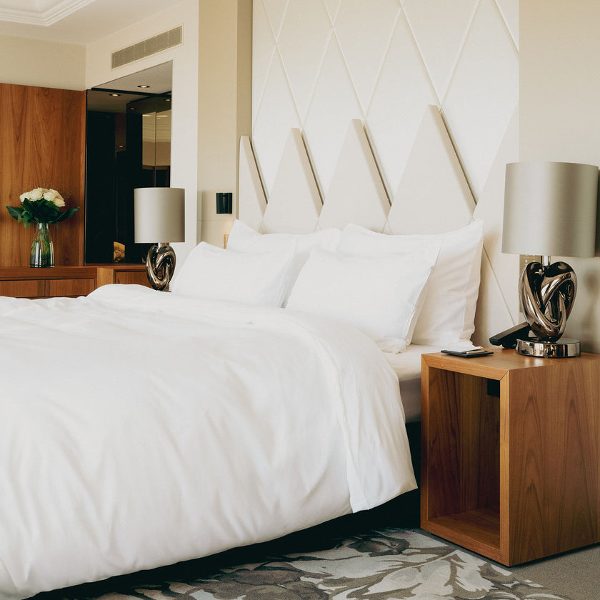 Okura Duvet Cover Set Egyptian Cotton 600TC Sateen | White