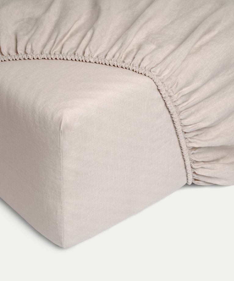 Fitted Sheet 100% Washed Linen | Oat