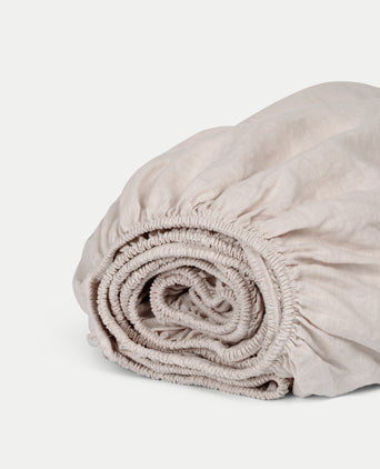 Fitted Sheet 100% Washed Linen | Oat Fitted Sheet 100% Washed Linen | Oat