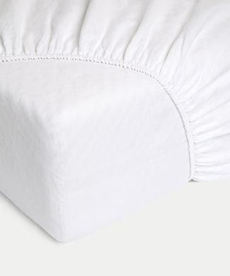 Fitted Sheet 100% Washed Linen | White Fitted Sheet 100% Washed Linen | White