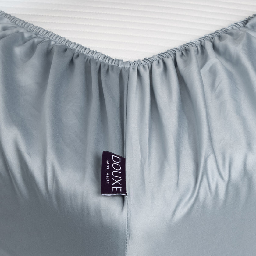 Egyptian Cotton Sateen Fitted Sheet 400TC | Misty Blue | Outlet