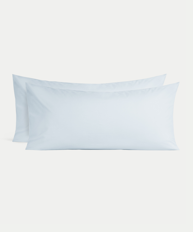 Set of 2 Pillowcases Egyptian Cotton Percale 400TC | Pastel Blue