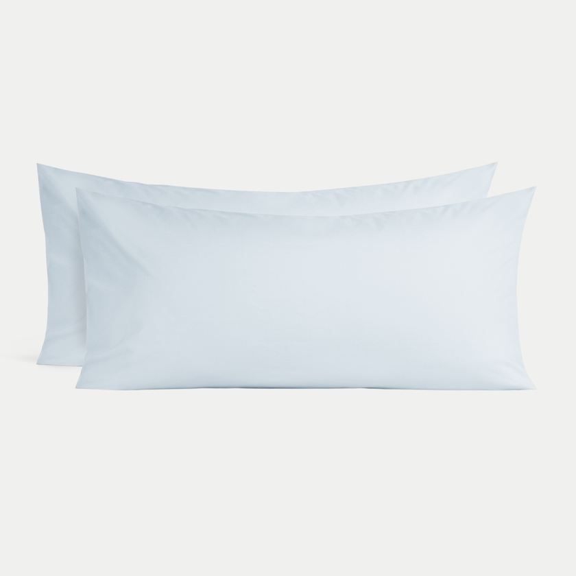 Set of 2 Pillowcases Egyptian Cotton Percale 400TC | Pastel Blue