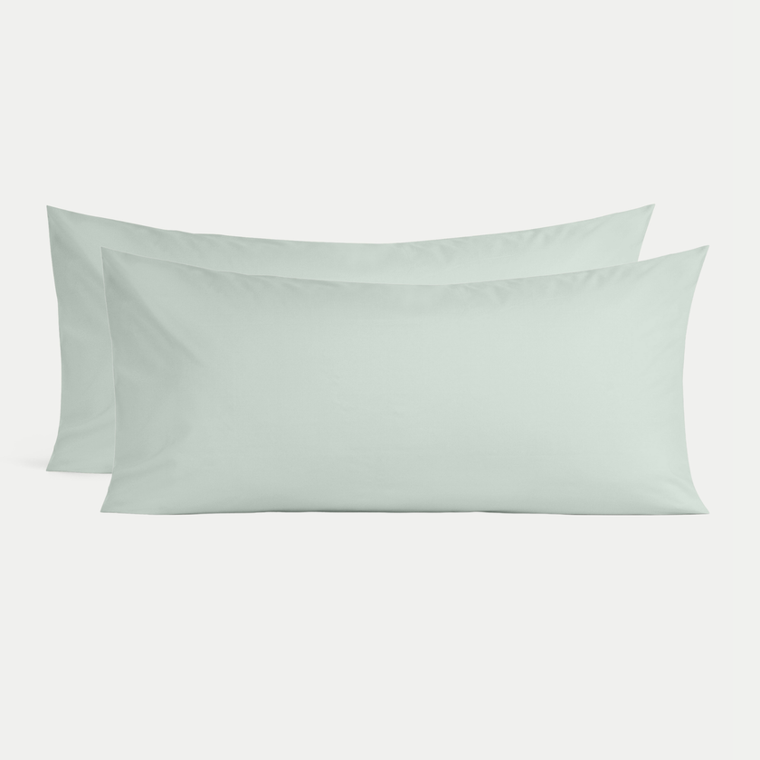Set of 2 Pillowcases Egyptian Cotton Percale 400TC | Pastel Green