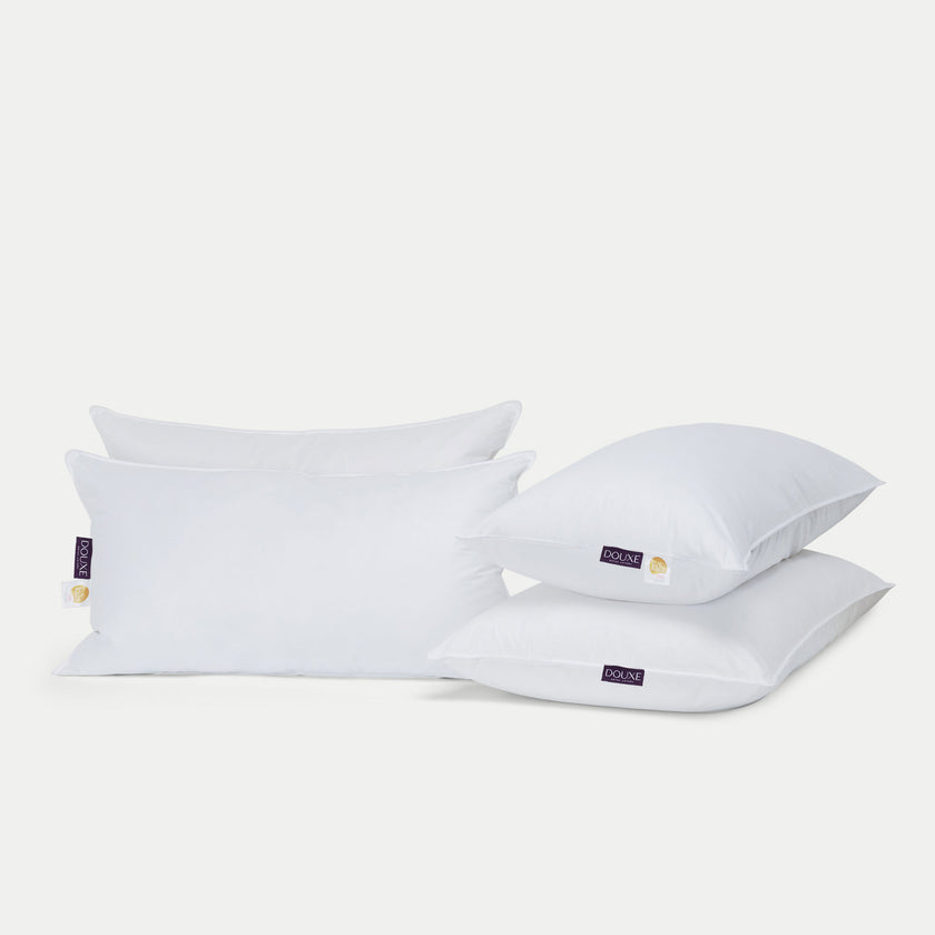 2x Down Pillows 50x90 cm + 2x Microfibre Body Pillows 60x90 cm