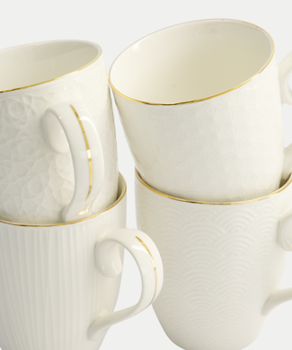 Tokyo Design Studio – Nippon White Gold Rim Mug Set (4-piece) Tokyo Design Studio – Nippon White Gold Rim Mug Set (4-piece)