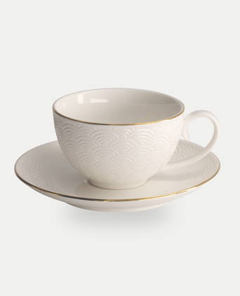 Tokyo Design Studio – Nippon White Gold Rim Star Lines Cup & Saucer Set (8-piece) Tokyo Design Studio – Nippon White Gold Rim Star Lines Cup & Saucer Set (8-piece)