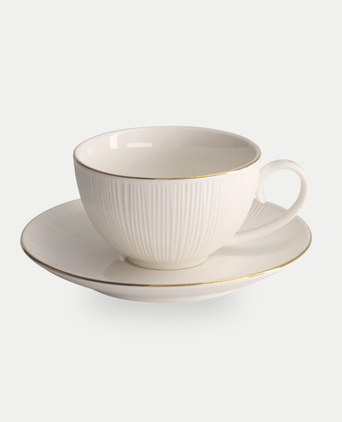 Tokyo Design Studio – Nippon White Gold Rim Star Lines Cup & Saucer Set (8-piece) Tokyo Design Studio – Nippon White Gold Rim Star Lines Cup & Saucer Set (8-piece)