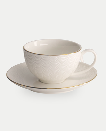 Tokyo Design Studio – Nippon White Gold Rim Star Lines Cup & Saucer Set (8-piece) Tokyo Design Studio – Nippon White Gold Rim Star Lines Cup & Saucer Set (8-piece)