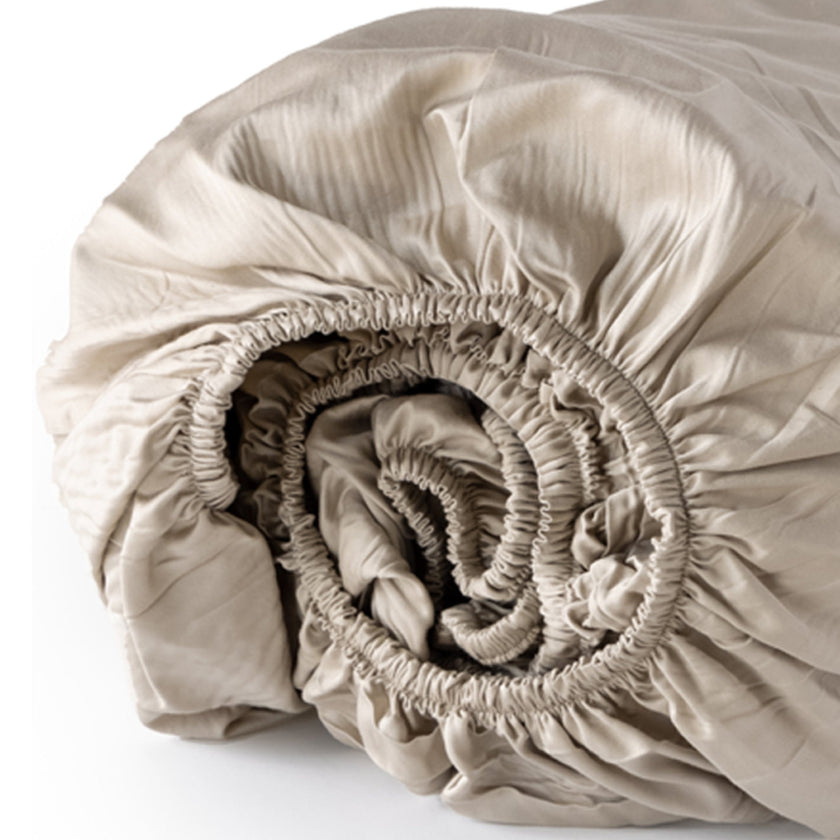 Duvet Cover Set & Fitted Sheet Egyptian Cotton Sateen | Champagne