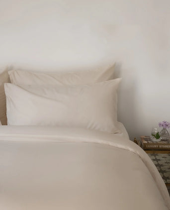 Duvet Cover Set Egyptian Cotton Percale 400 TC | Chalk White