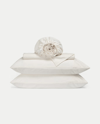 Duvet Cover Set & Fitted Sheet Egyptian Cotton Sateen | Cream