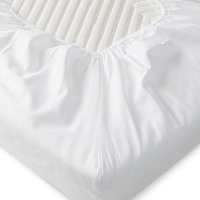 Egyptian Cotton Fitted Sheet Sateen 400TC | White |OUTLET