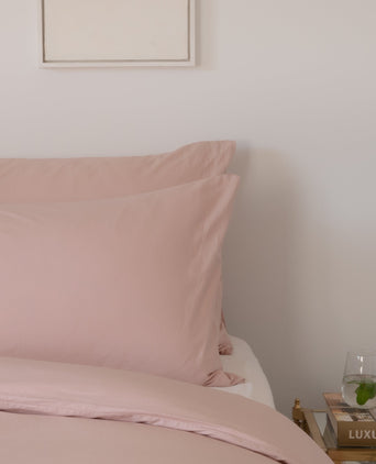 Set of 2 Pillowcases Egyptian Cotton Percale 400TC | Blush Pink