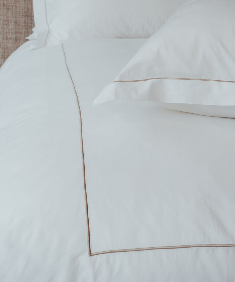 Duvet Cover Set & Fitted Sheet Egyptian Cotton Percale | Carmel White