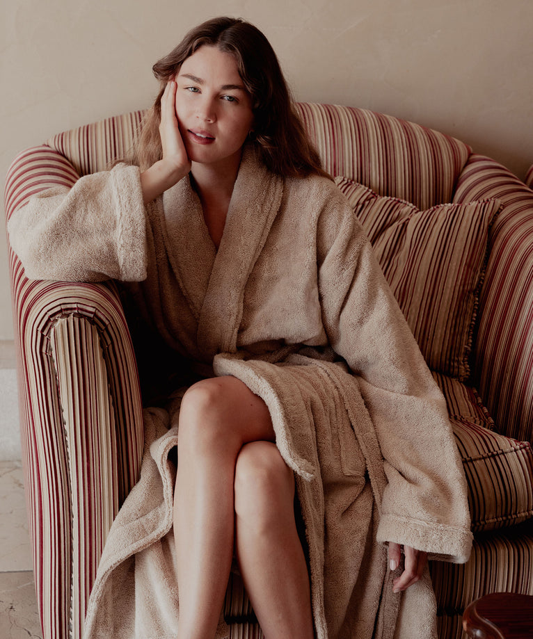 Bathrobe zero-twist cotton | Latte