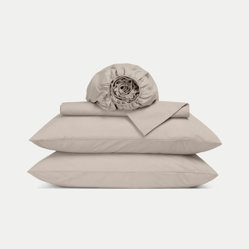 Duvet Cover Set & Fitted Sheet Percale | Latte