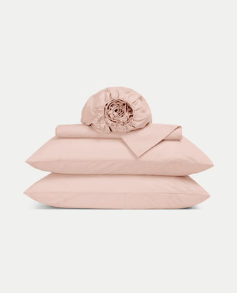 Duvet Cover Set & Fitted Sheet Percale | Blush Pink