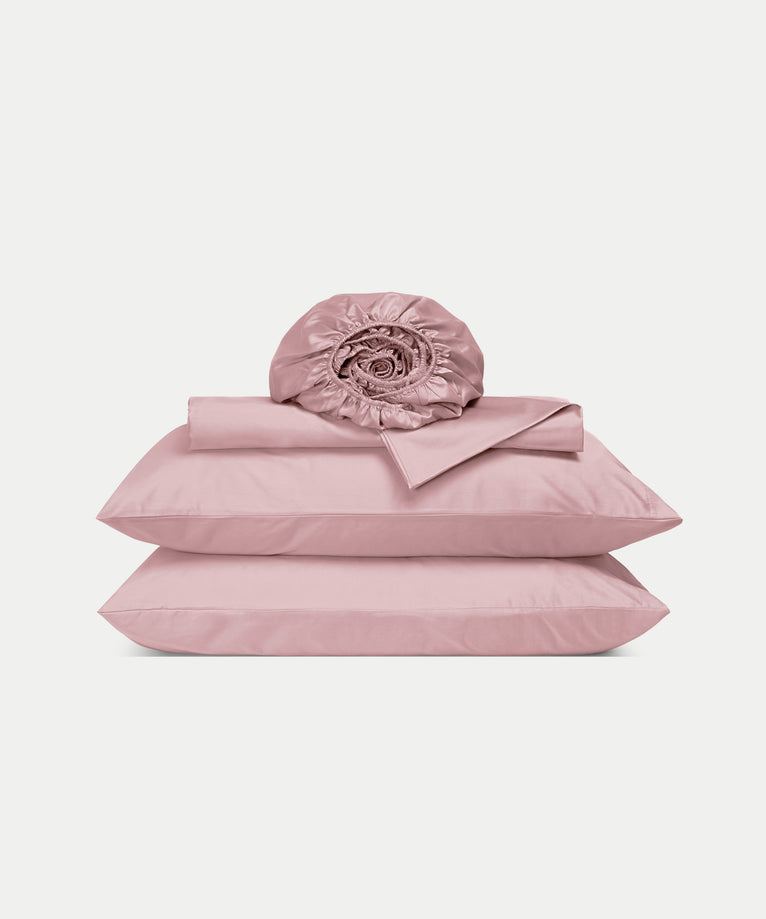 Duvet Cover Set & Fitted Sheet Egyptian Cotton Sateen | Blush Pink