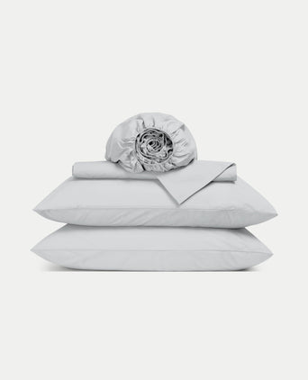 Duvet Cover Set & Fitted Sheet Percale | Silver Grey