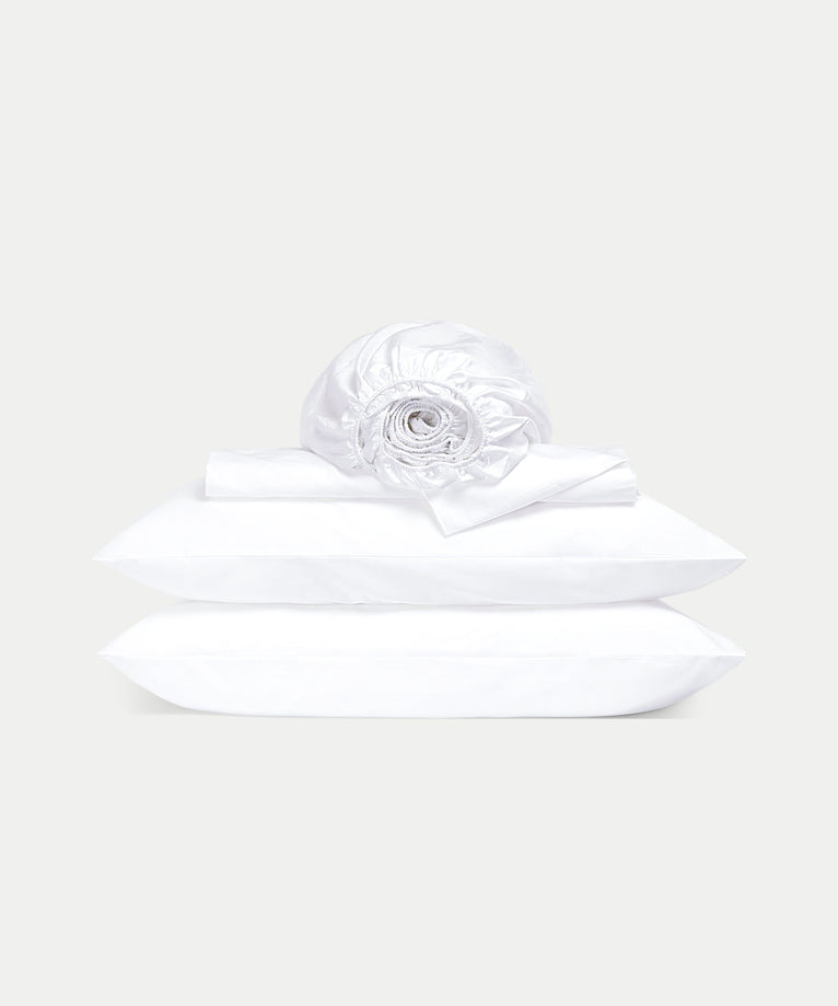 Duvet Cover Set & Fitted Sheet Sateen | White