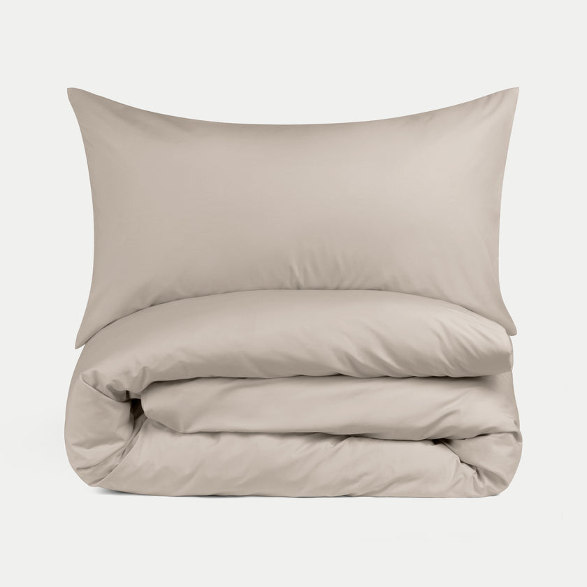 Duvet Cover Set & Fitted Sheet Percale | Latte