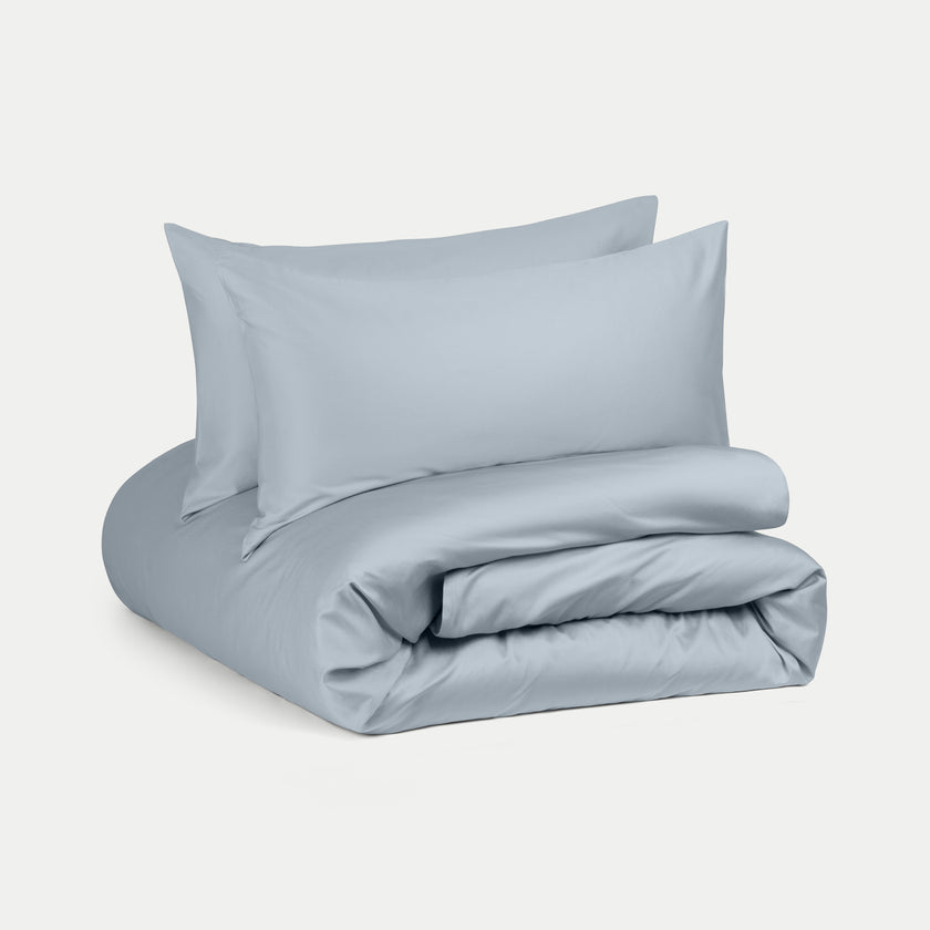 Duvet Cover Set Egyptian Cotton Sateen 400 TC | Misty Blue | Outlet