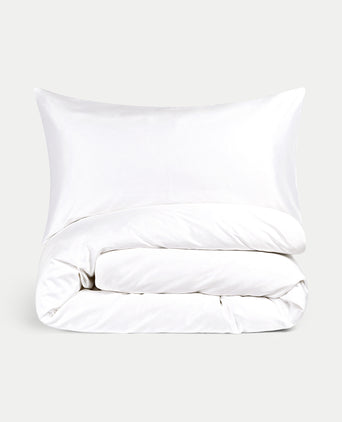 Okura Duvet Cover Set Egyptian Cotton 600TC Sateen | White