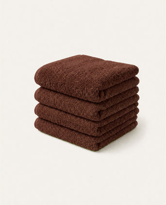 Guest towel zero-twist cotton 30x30 cm (4 pcs) | Chestnut