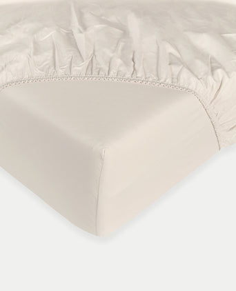 Kids Fitted Sheet Egyptian Cotton Percale 400TC Chalk White - Petit Hôtel